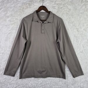 Emile Lafaurie Mens XL Taupe Long Sleeve Polo Henley Designer Quiet Luxury